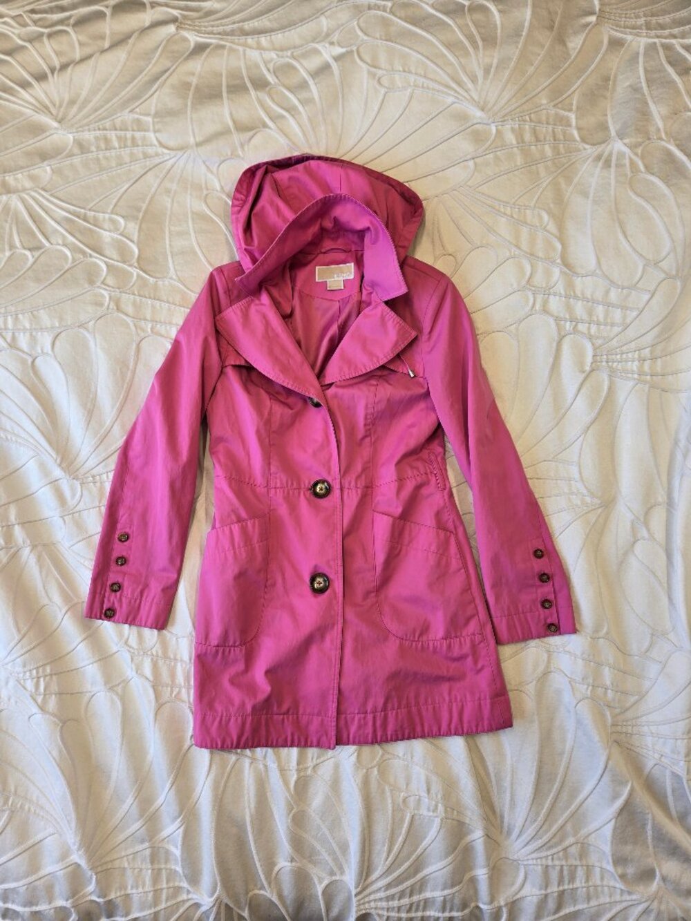 Michael Kors Pink Hooded Trench Coat Size Small